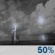 Friday Night: A 50 percent chance of showers and thunderstorms.  Partly cloudy, with a low around 69. East wind around 5 mph becoming north after midnight. 