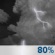 Thursday Night: Showers and thunderstorms, mainly before 1am.  Low around 63. Chance of precipitation is 80%.
