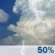 Sunday: A 50 percent chance of showers and thunderstorms, mainly after 7am.  Partly sunny, with a high near 82. South wind 5 to 15 mph, with gusts as high as 20 mph. 
