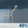 Today: Scattered showers and thunderstorms.  Mostly cloudy, with a high near 82. West southwest wind around 10 mph.  Chance of precipitation is 40%.