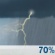 Monday: Showers and thunderstorms likely, mainly before noon.  Increasing clouds, with a high near 80. Breezy, with a south southwest wind around 20 mph, with gusts as high as 30 mph.  Chance of precipitation is 70%. New rainfall amounts between a tenth and quarter of an inch, except higher amounts possible in thunderstorms. 